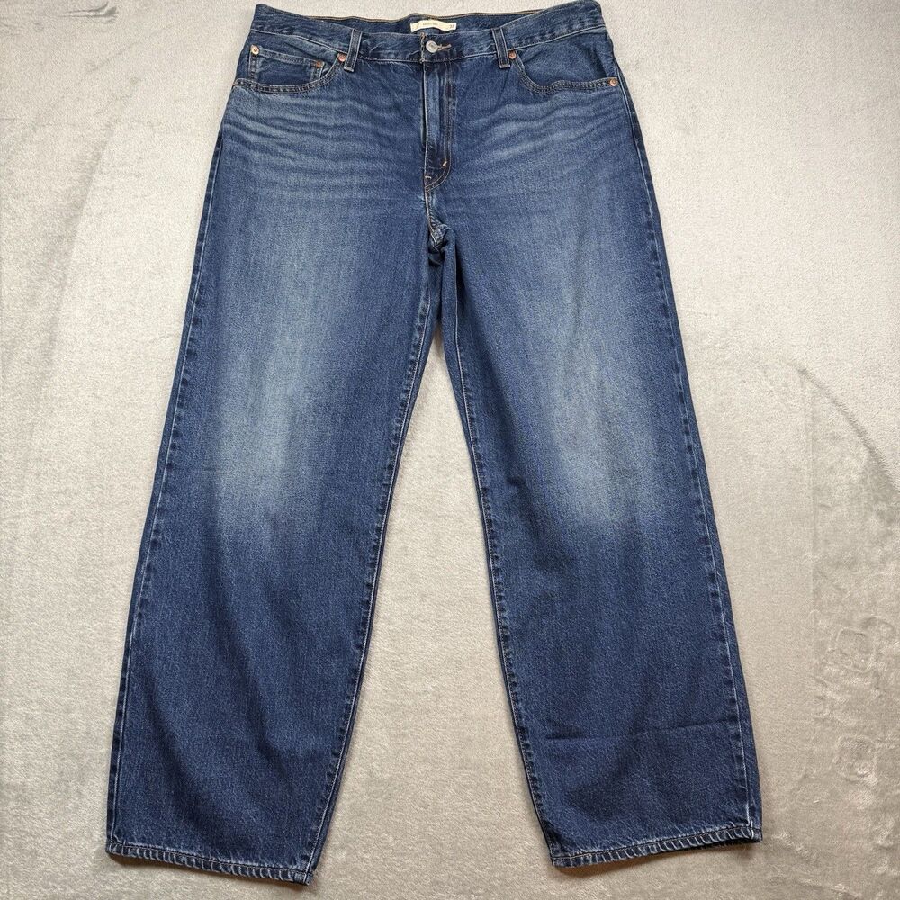 Levi's Premium Big E Baggy Dad Jeans Women's 32 Medium Wash 100% Cotton Denim